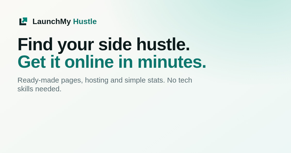 LaunchMyHustle · Find your side hustle and get it online